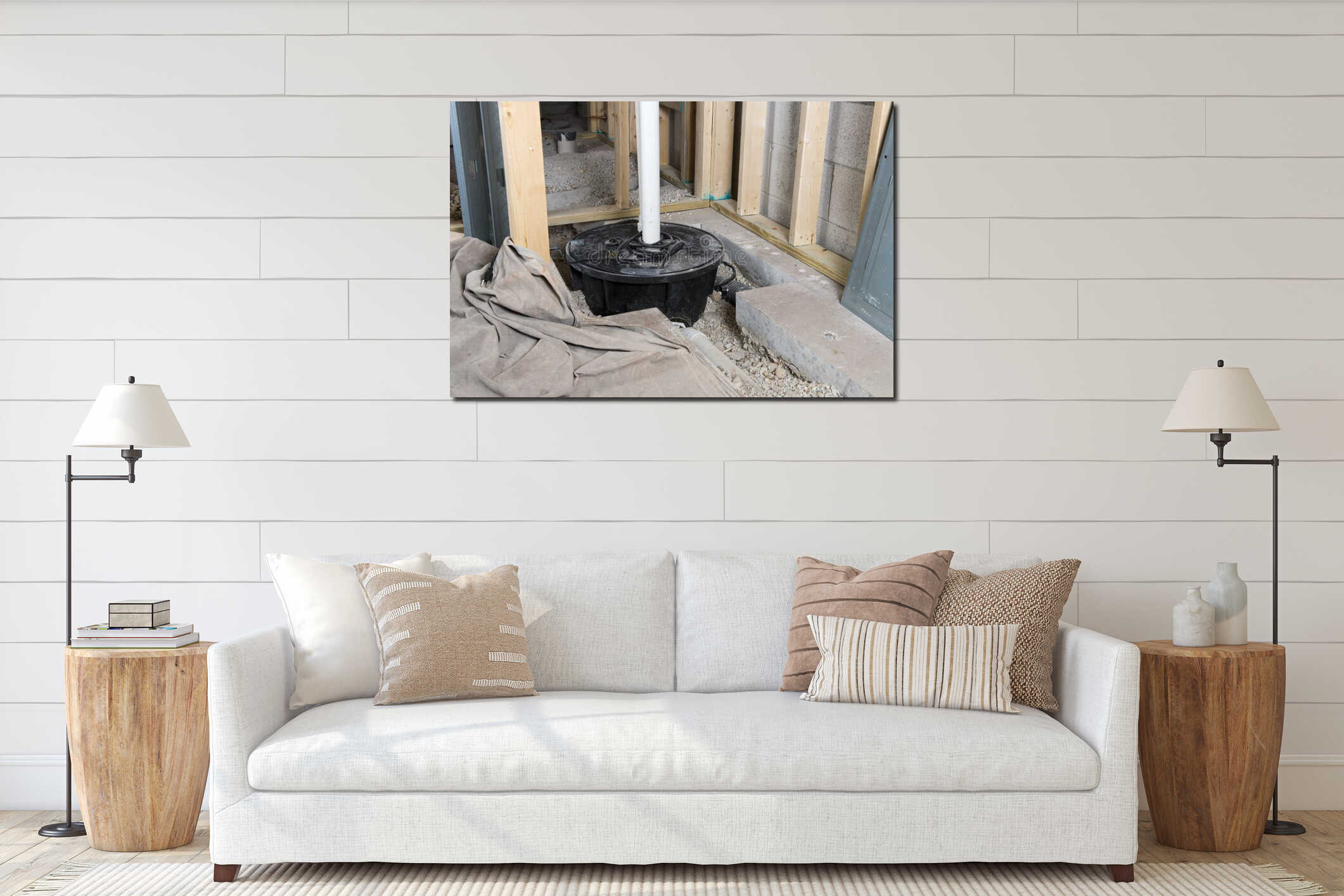 Canvas hanging interior mockup