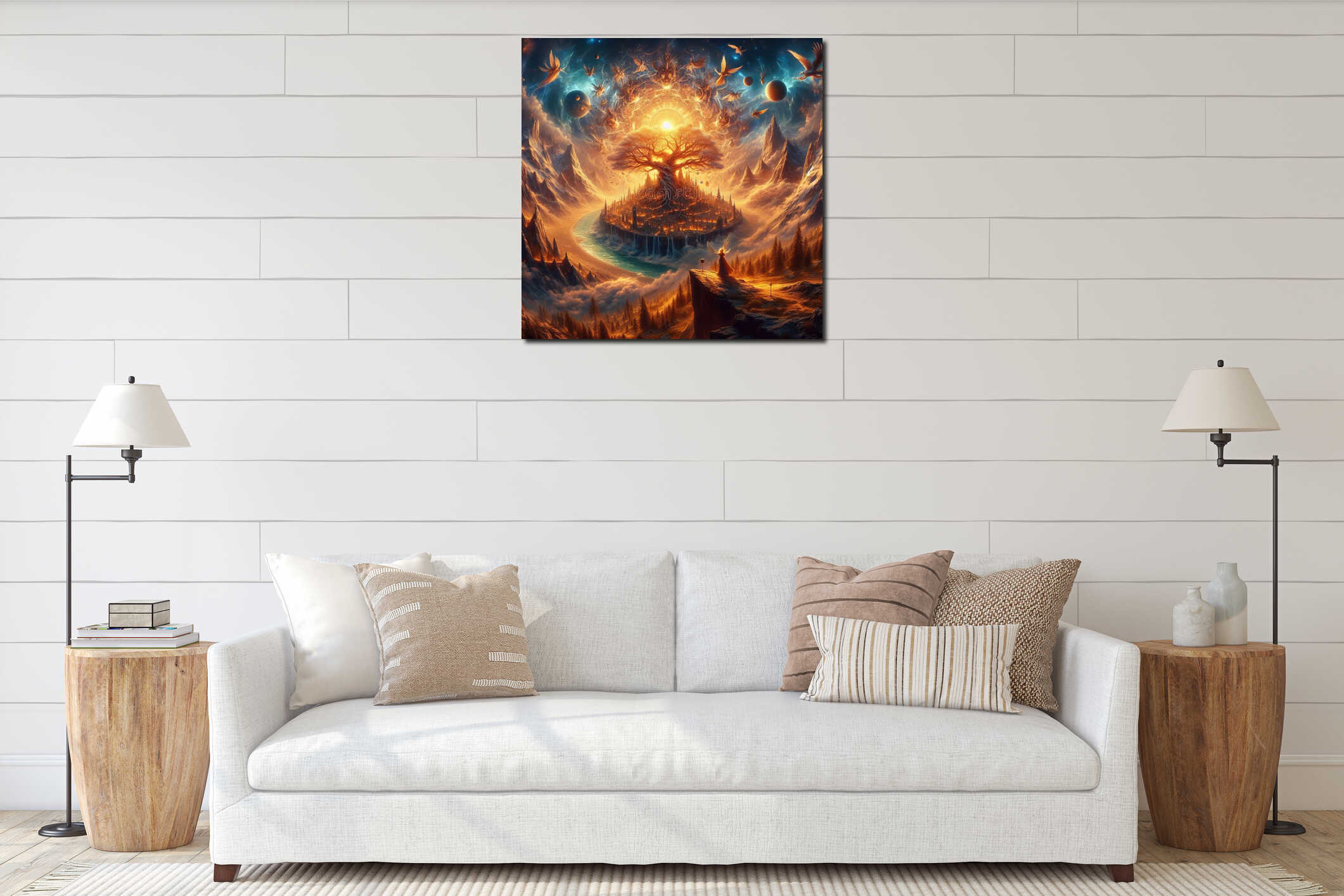 Canvas hanging interior mockup