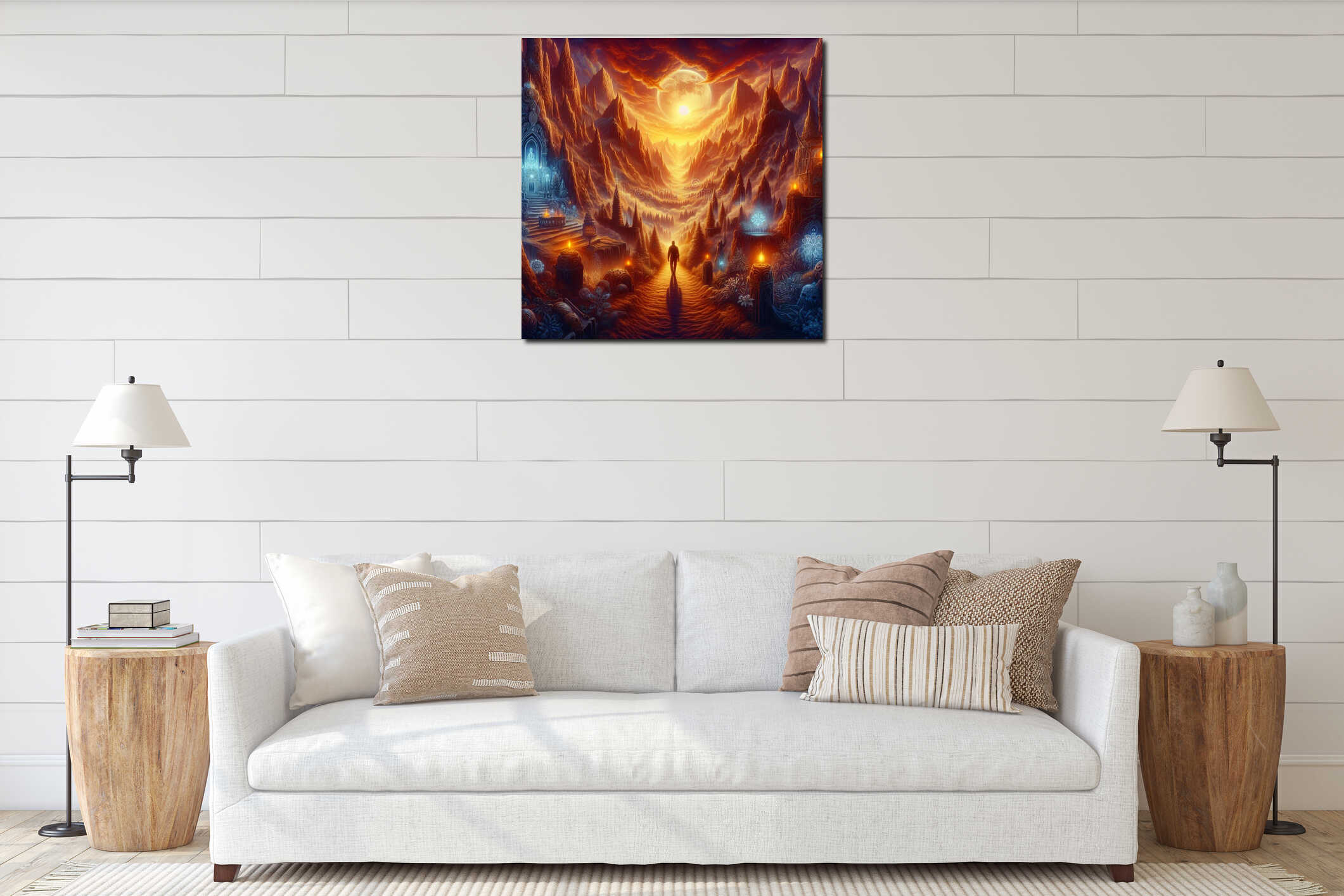 Canvas hanging interior mockup