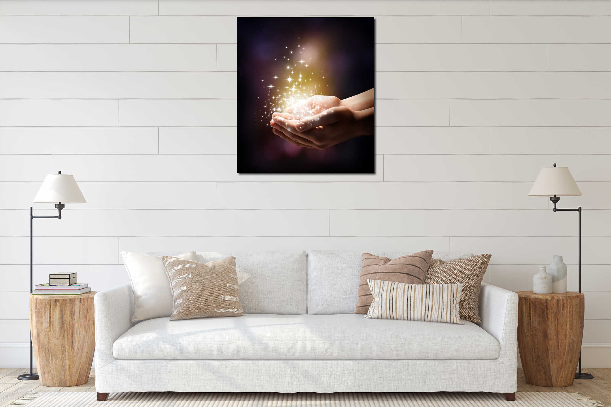 Canvas hanging interior mockup