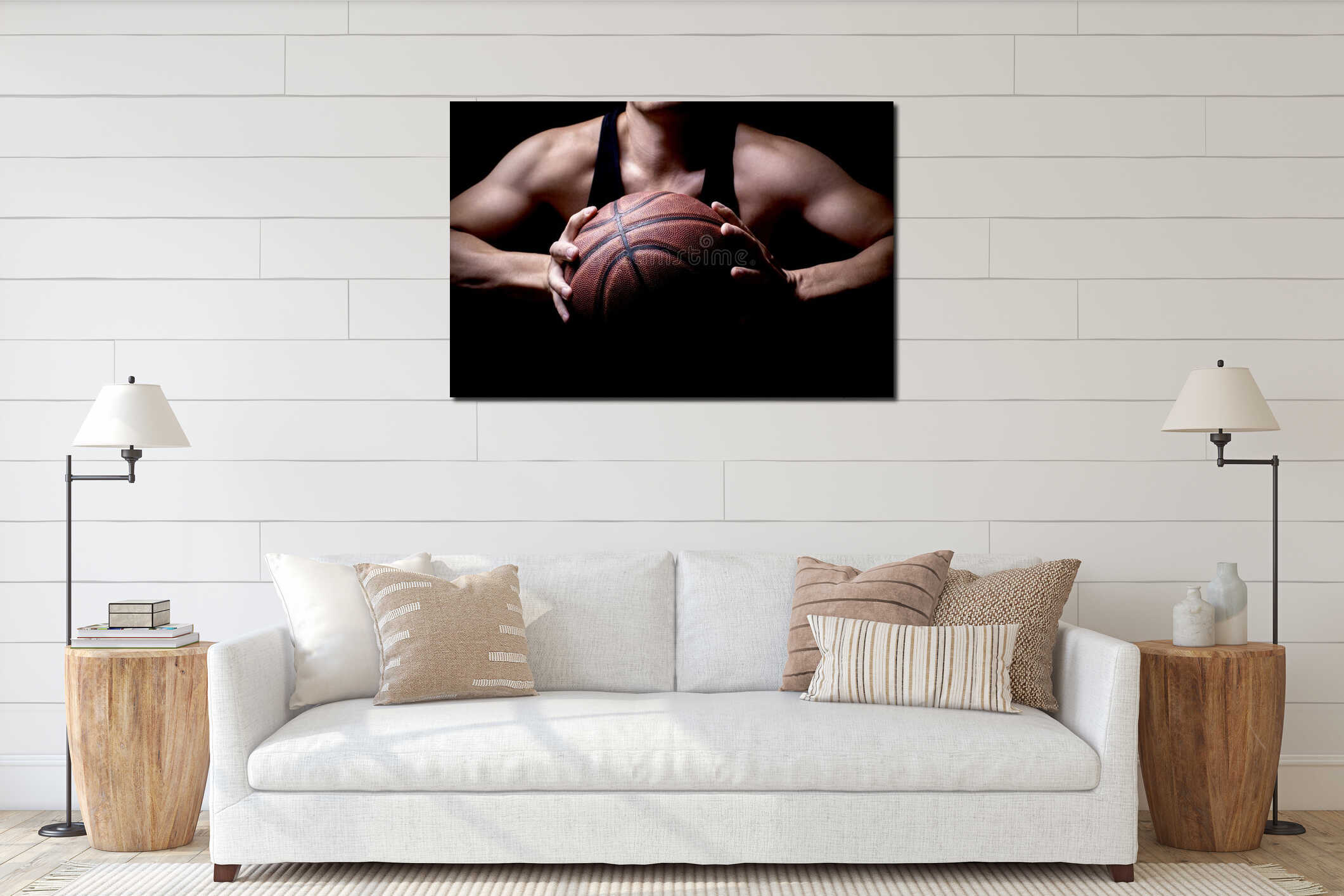 Canvas hanging interior mockup