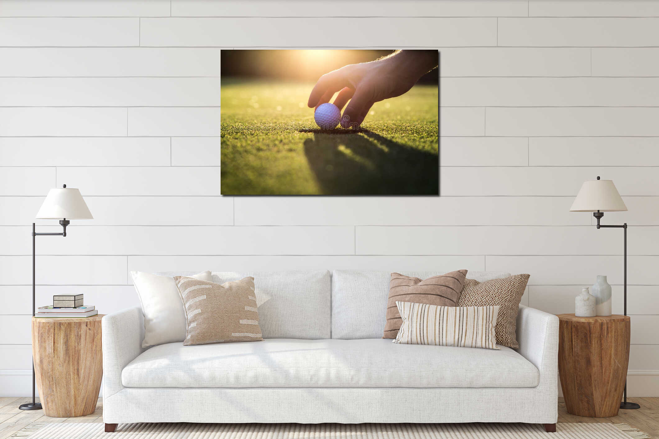 Canvas hanging interior mockup
