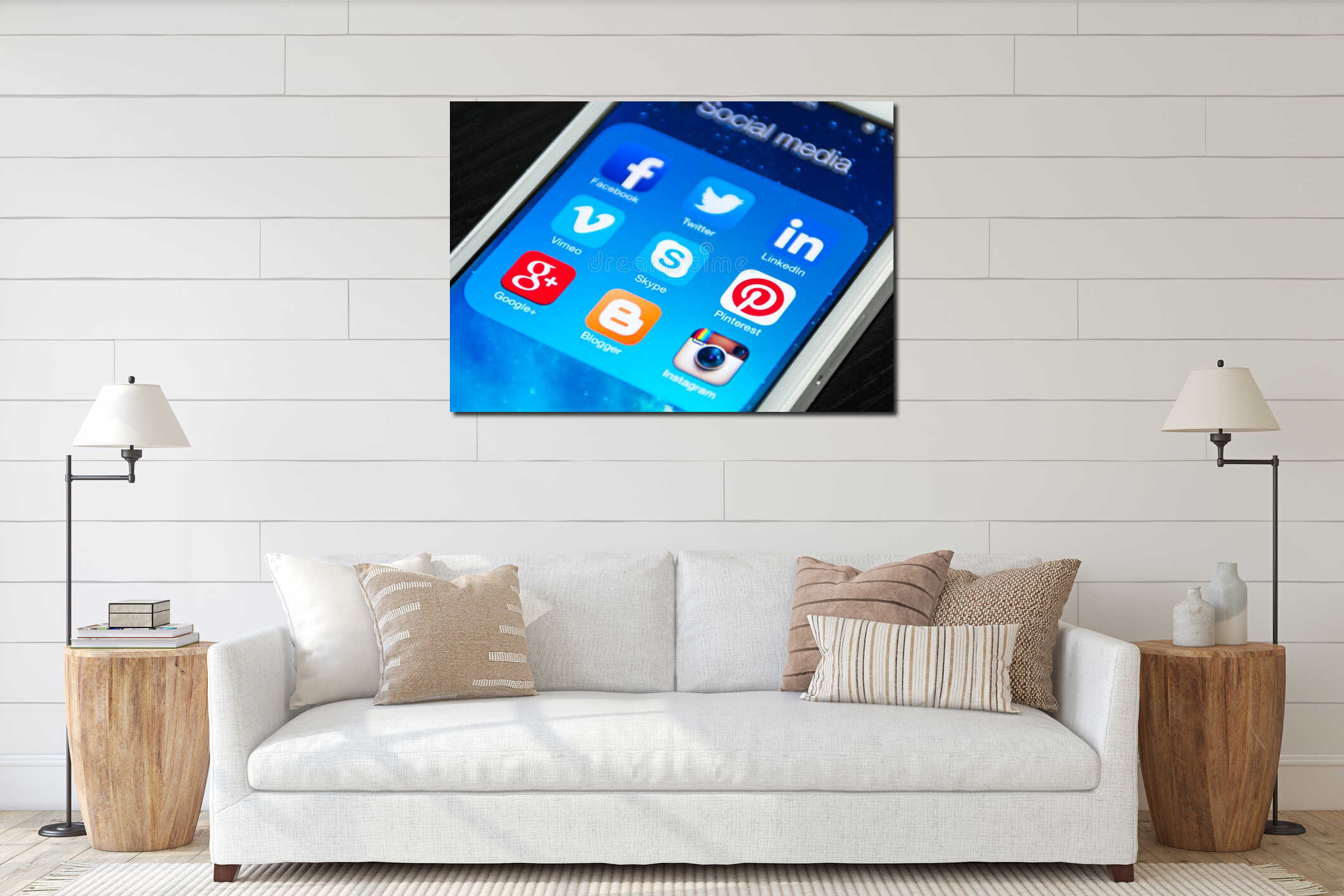 Canvas hanging interior mockup