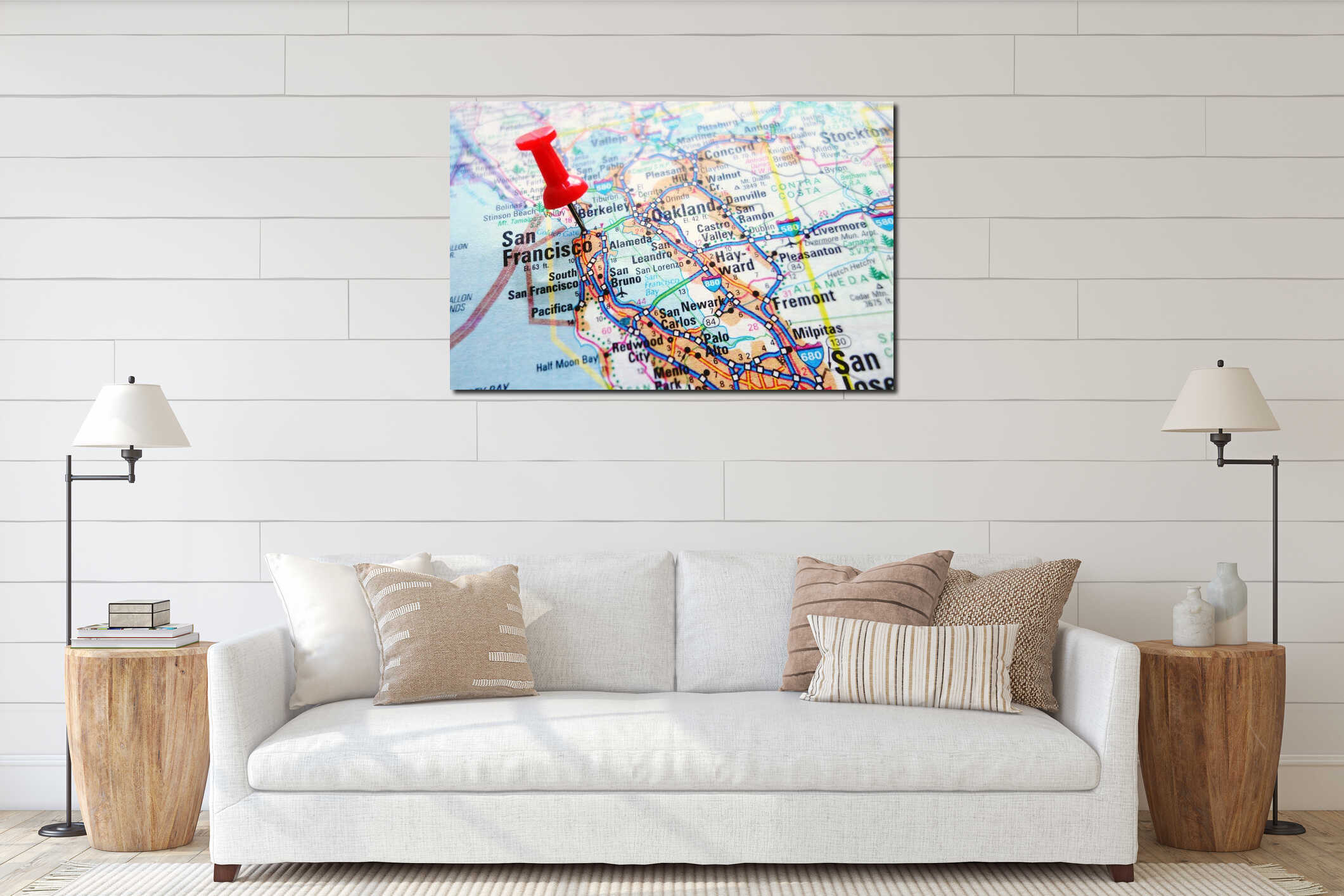 Canvas hanging interior mockup