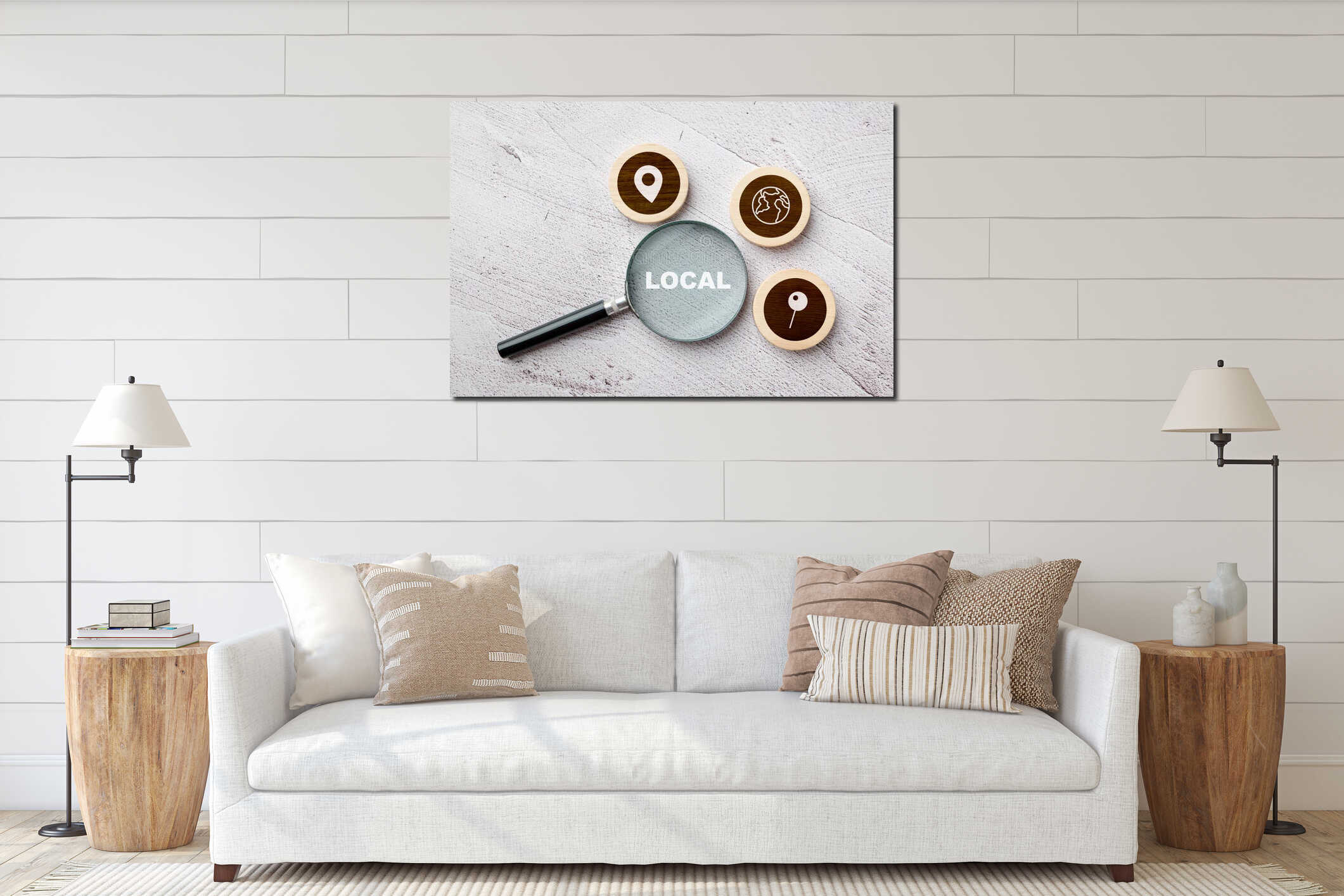 Canvas hanging interior mockup