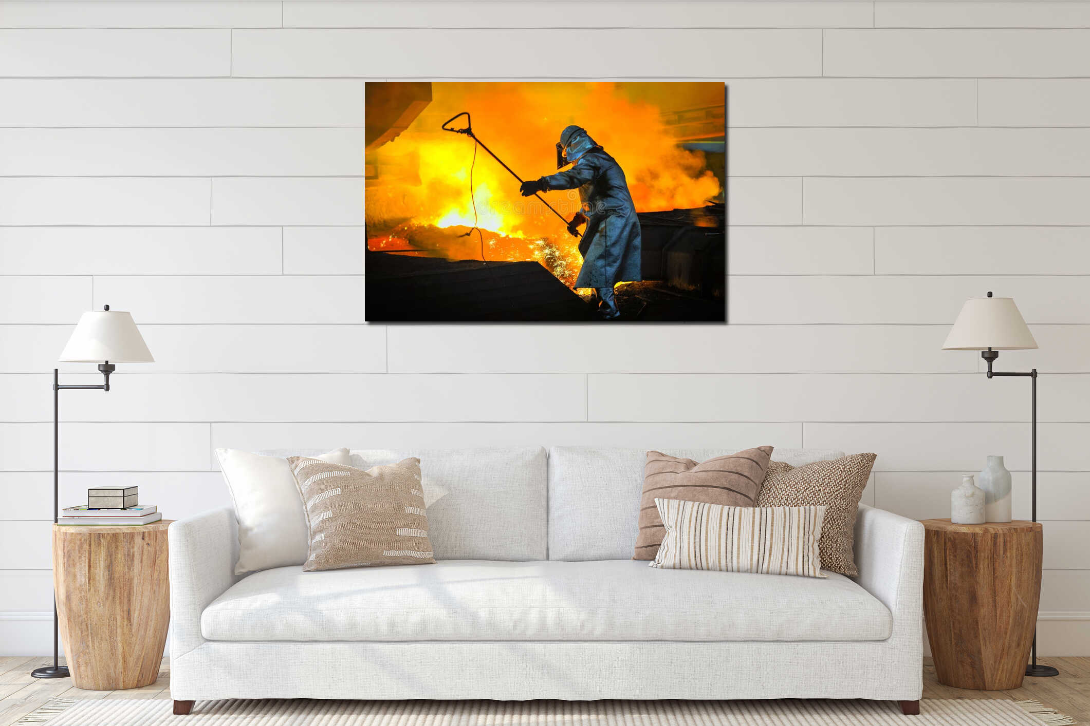 Canvas hanging interior mockup