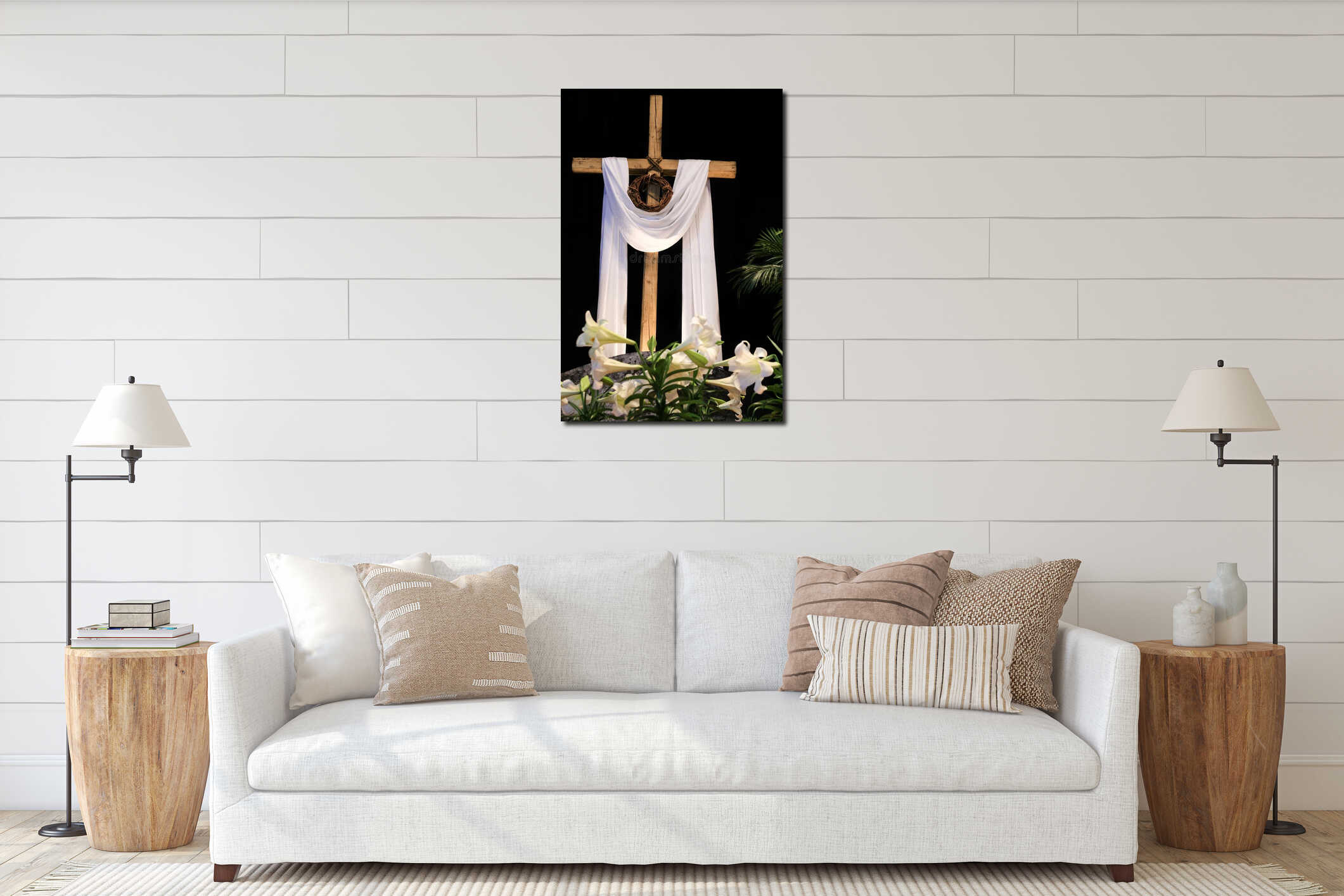 Canvas hanging interior mockup