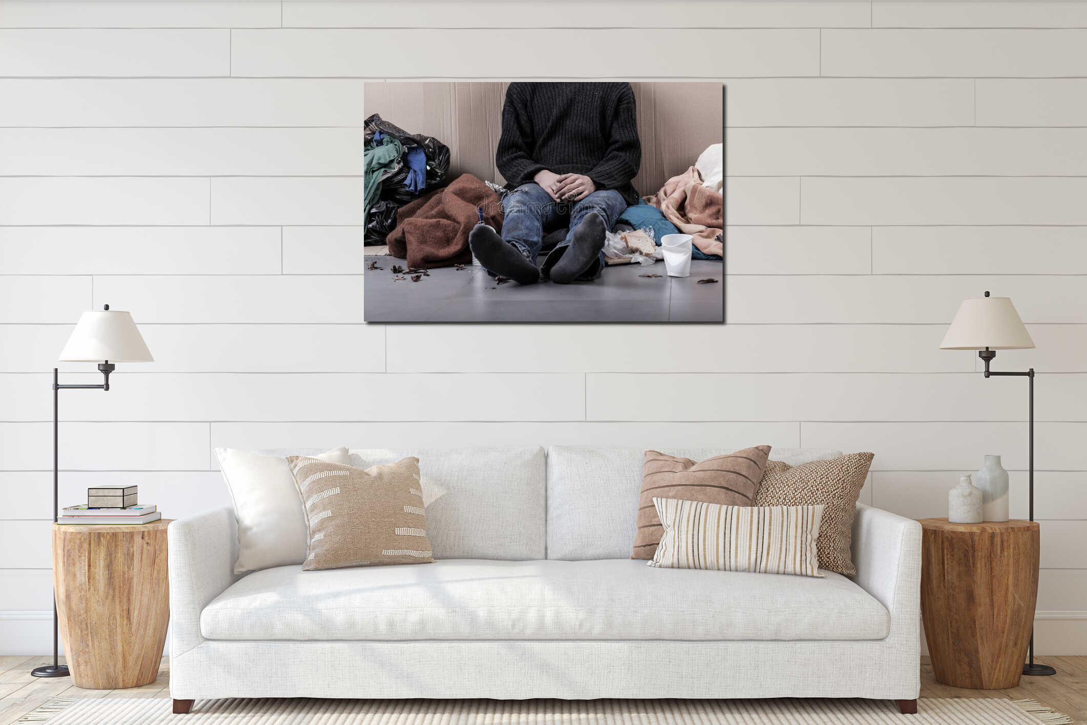 Canvas hanging interior mockup