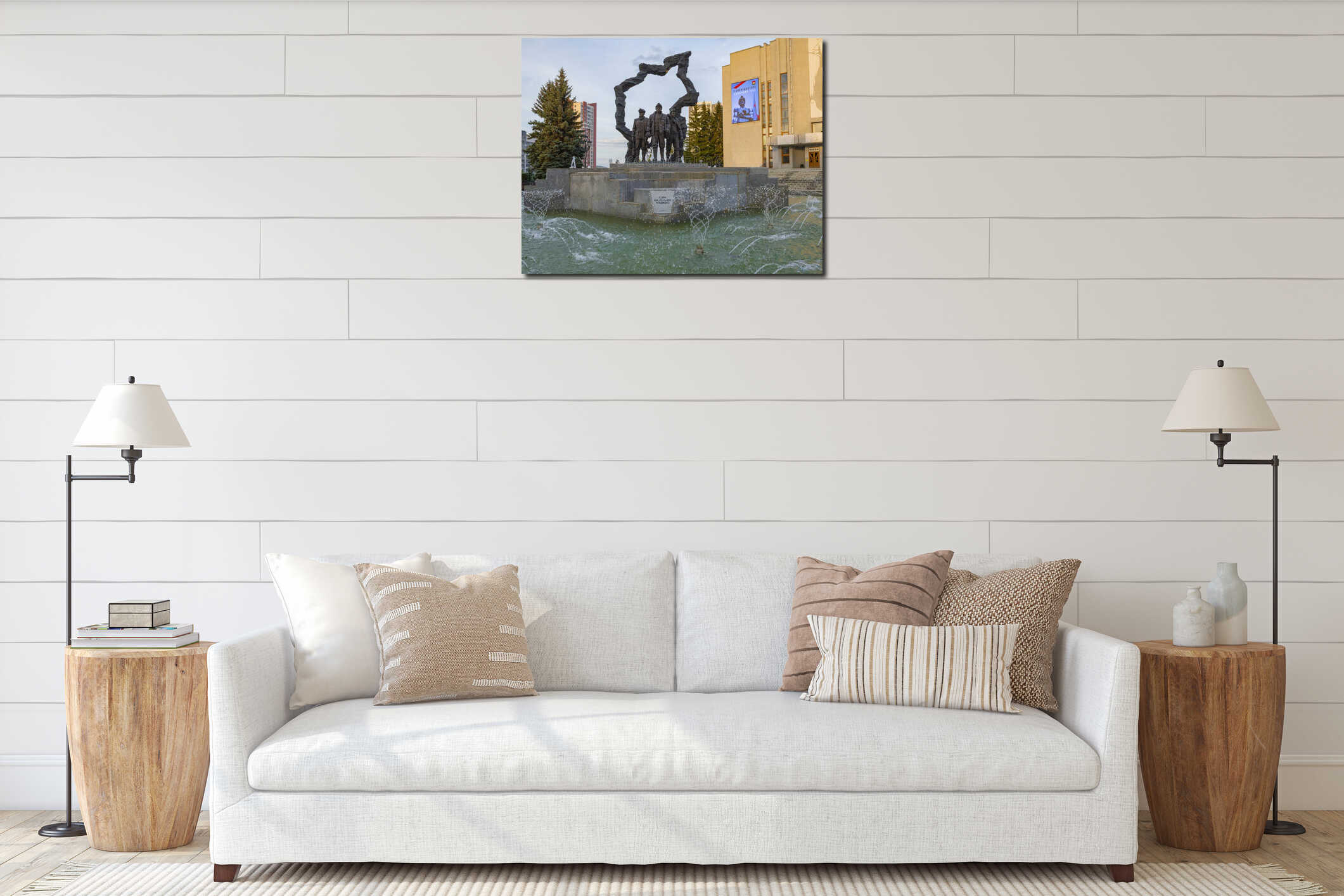 Canvas hanging interior mockup