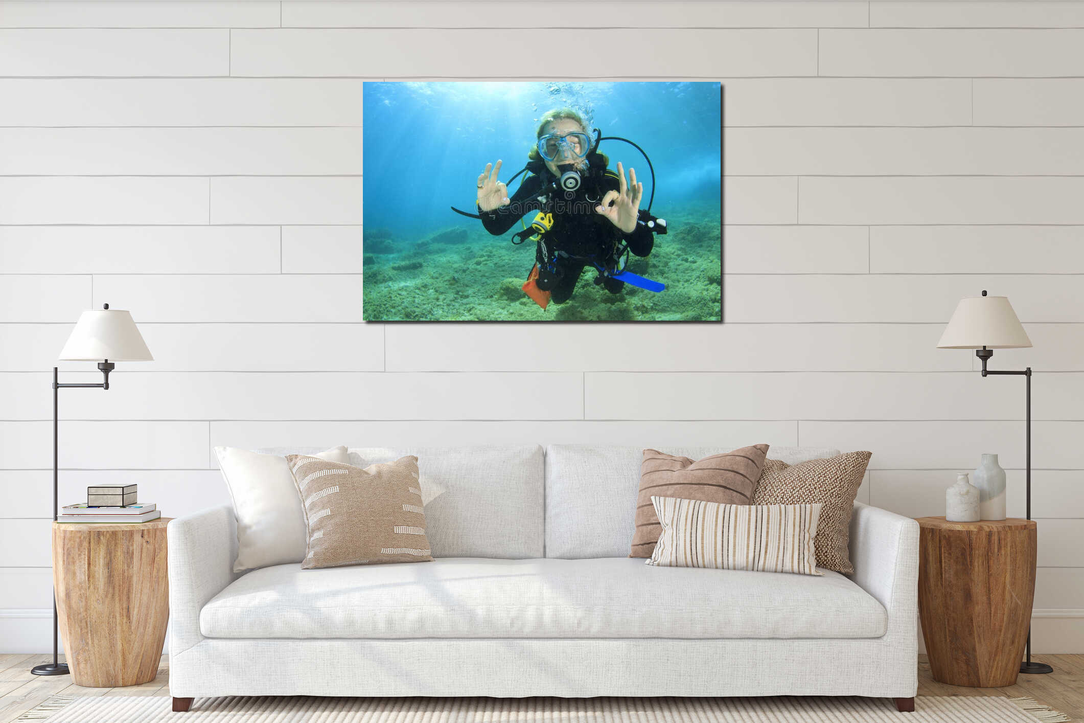 Canvas hanging interior mockup