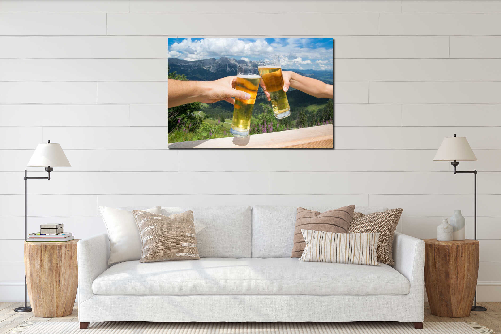 Canvas hanging interior mockup