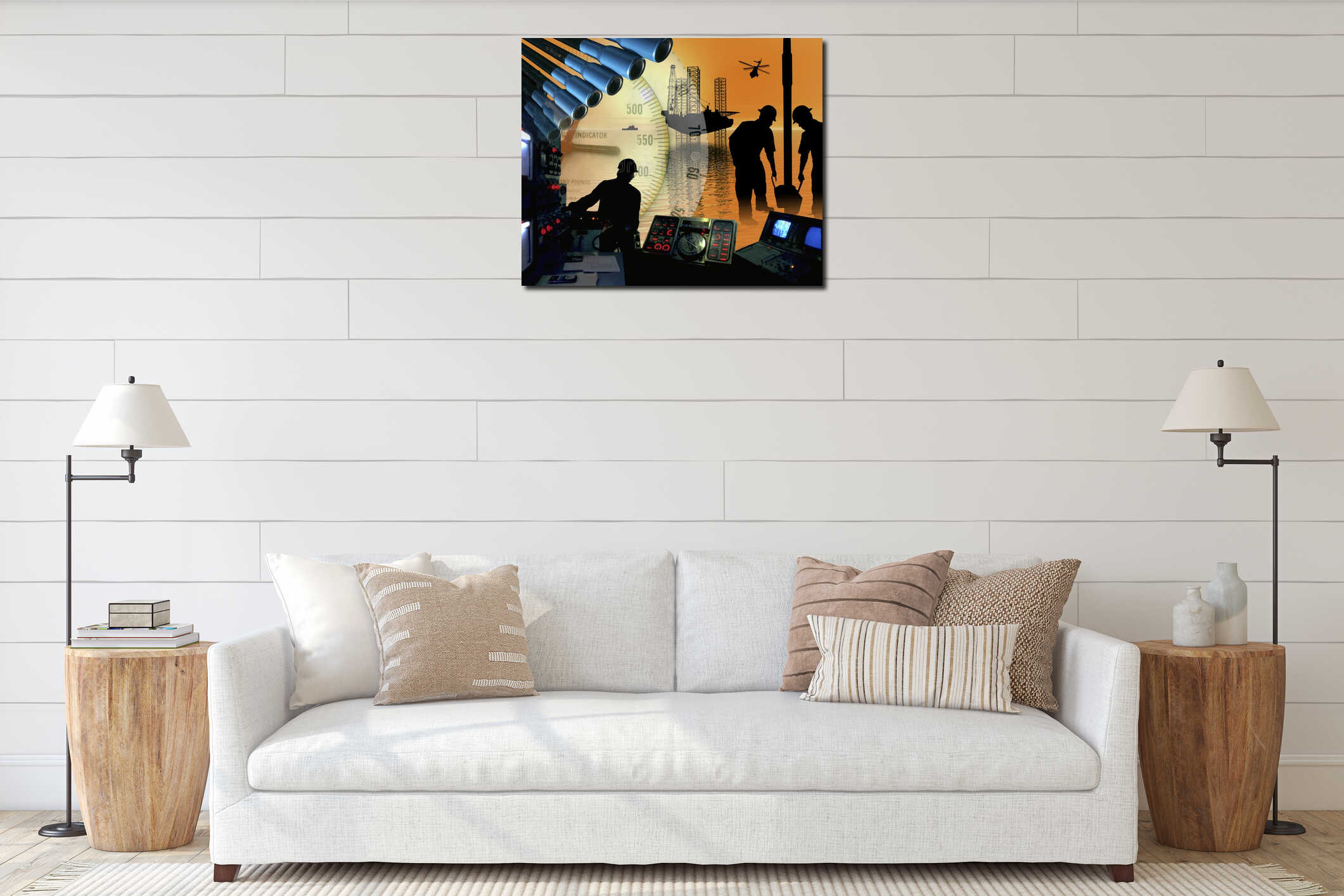 Canvas hanging interior mockup