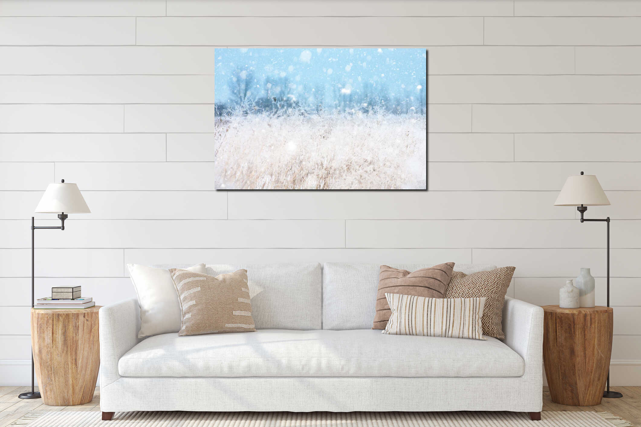 Canvas hanging interior mockup