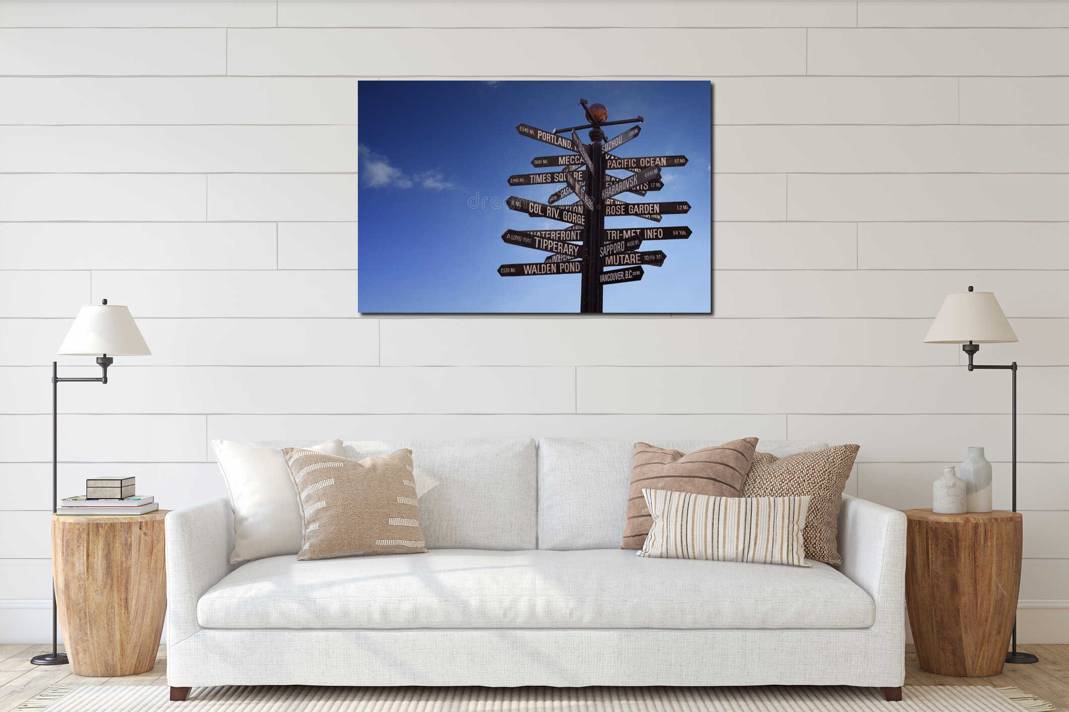 Canvas hanging interior mockup