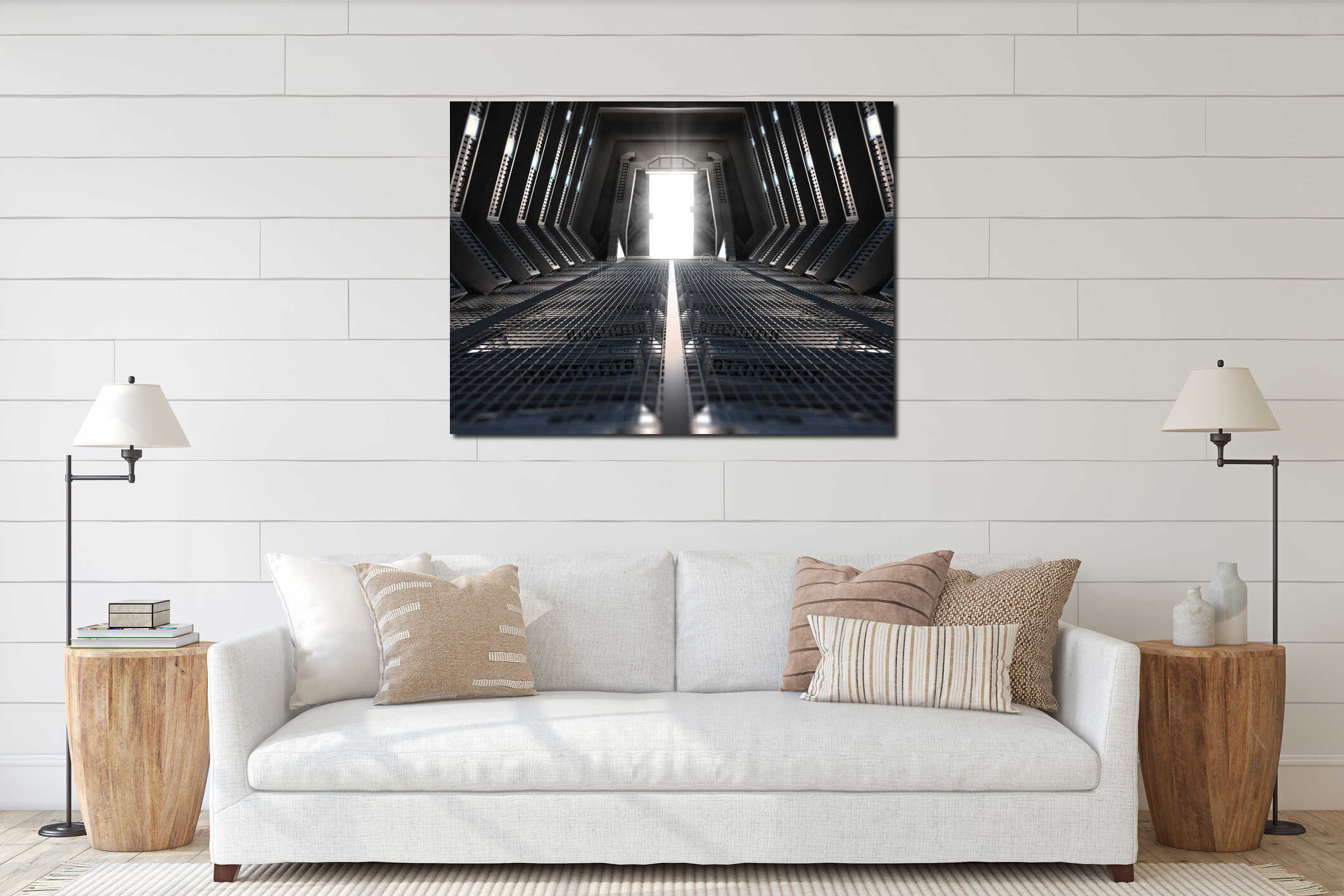 Canvas hanging interior mockup