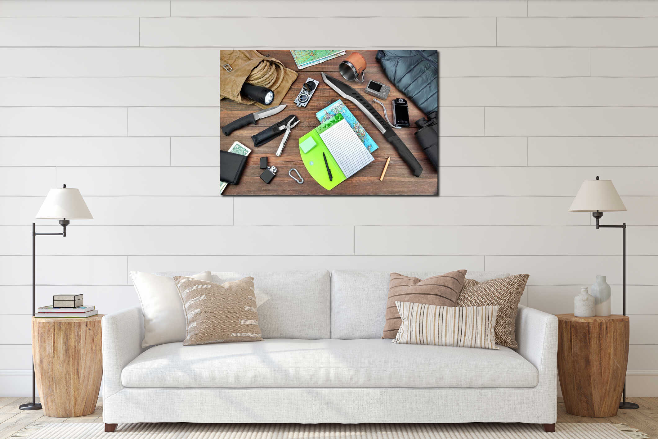 Canvas hanging interior mockup