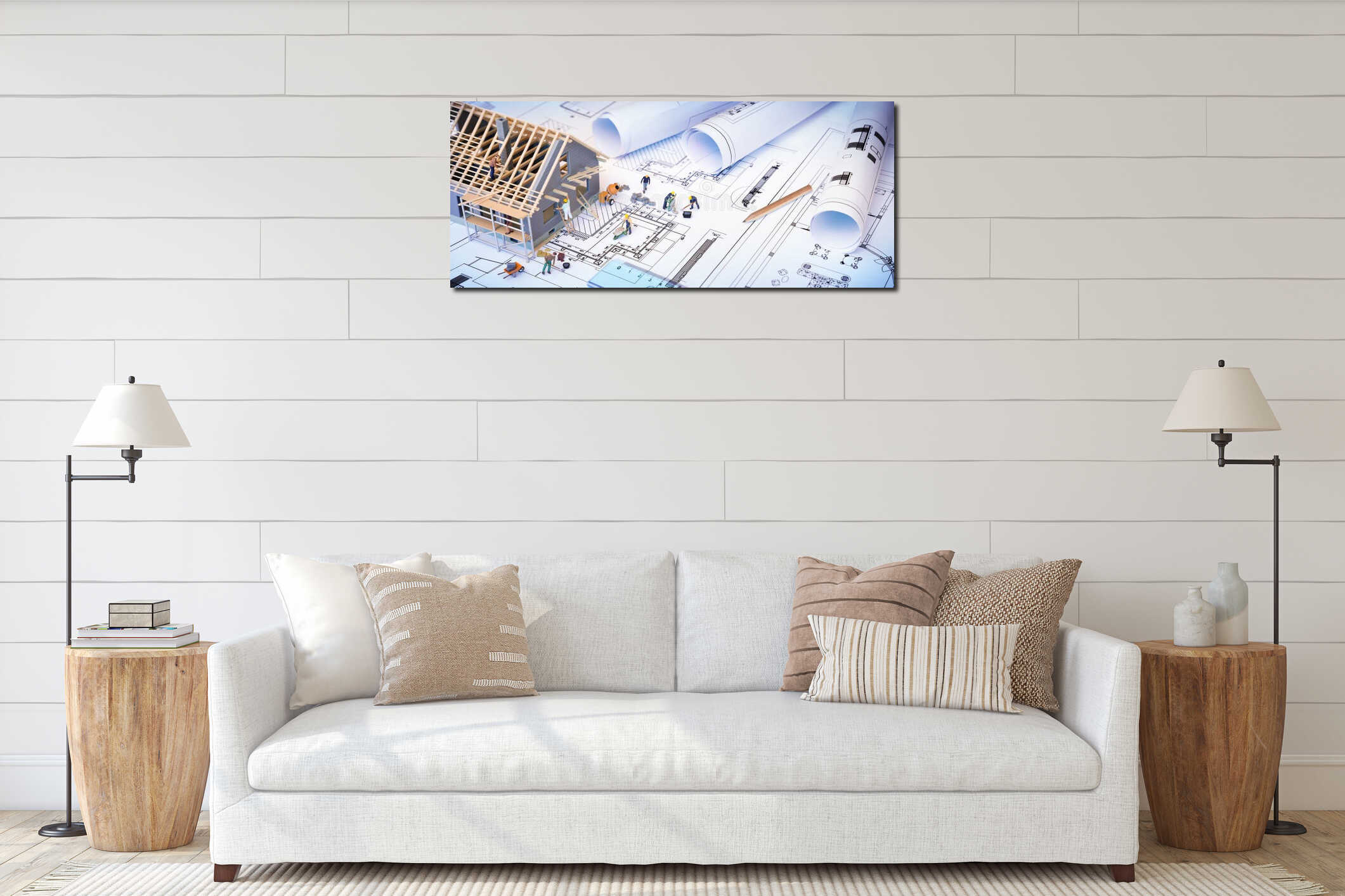 Canvas hanging interior mockup