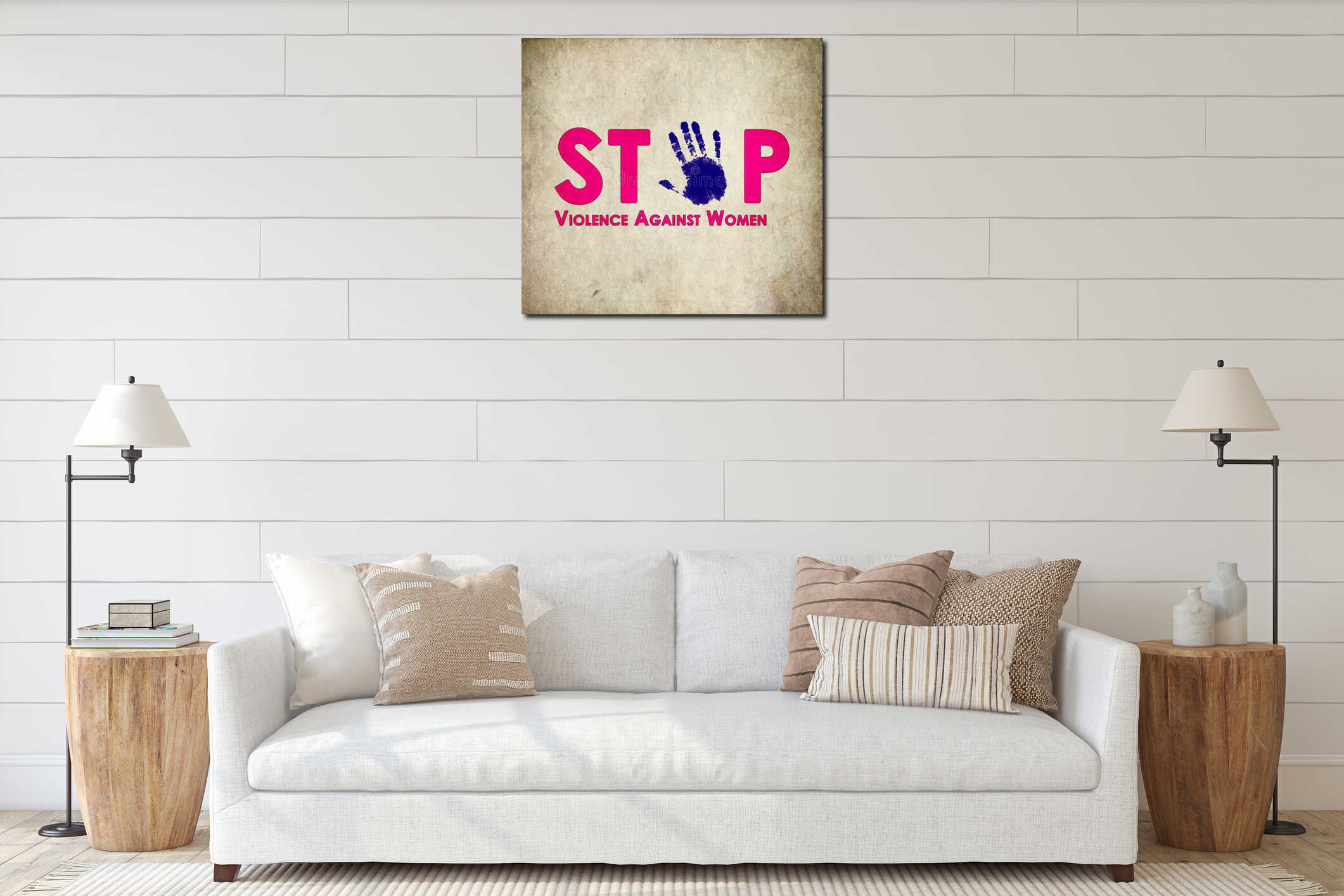 Canvas hanging interior mockup