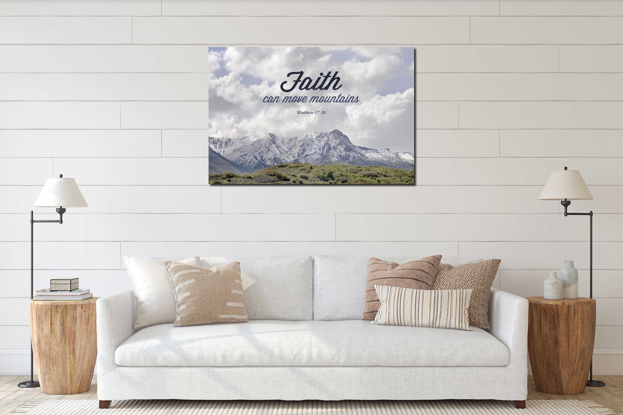 Canvas hanging interior mockup