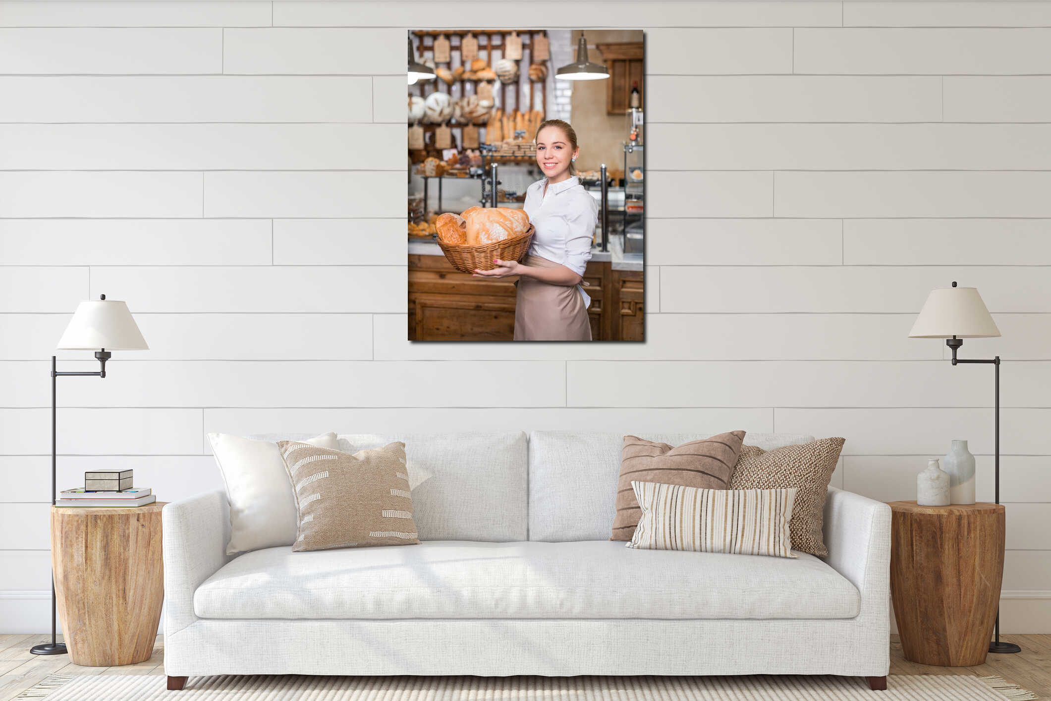 Canvas hanging interior mockup