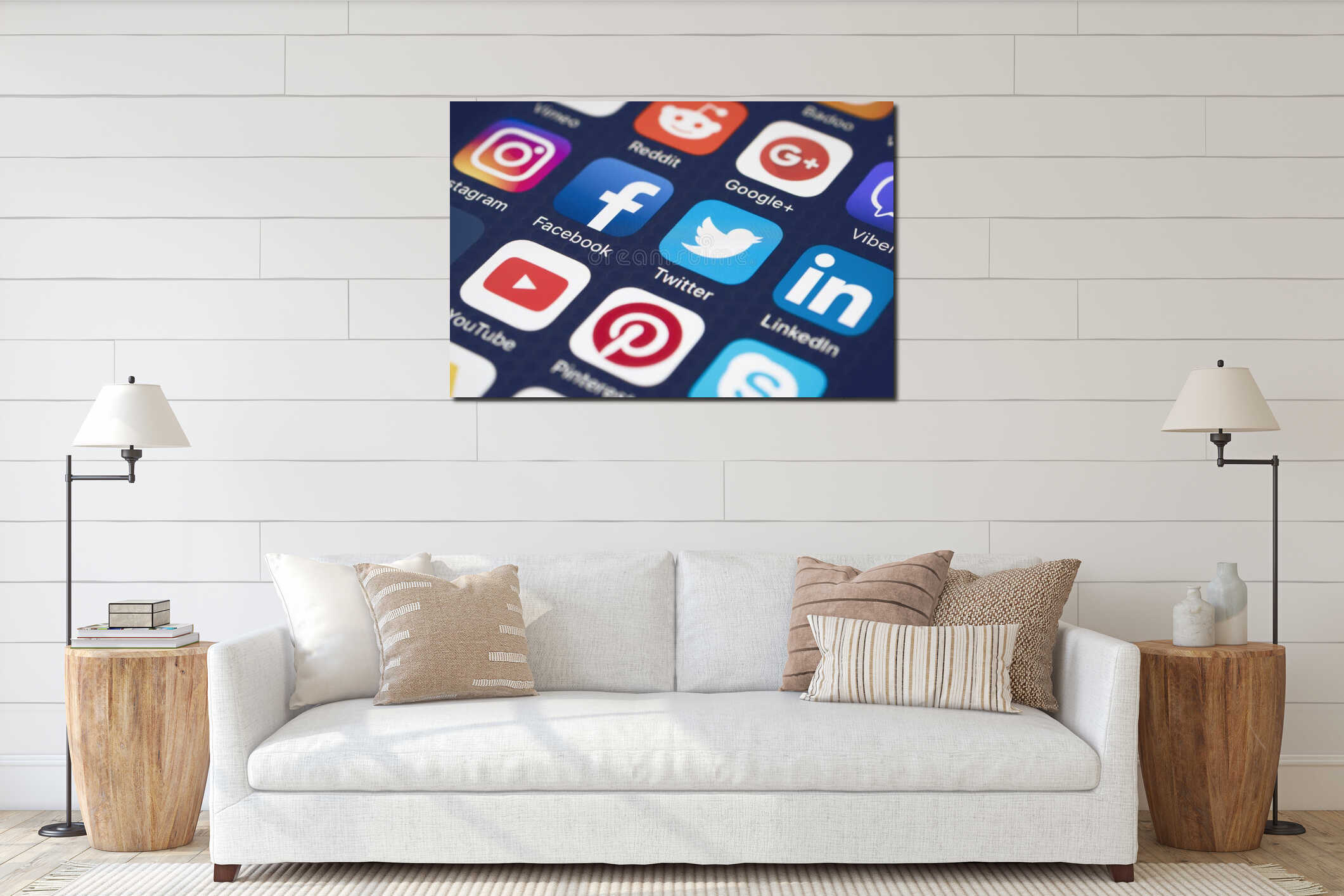 Canvas hanging interior mockup