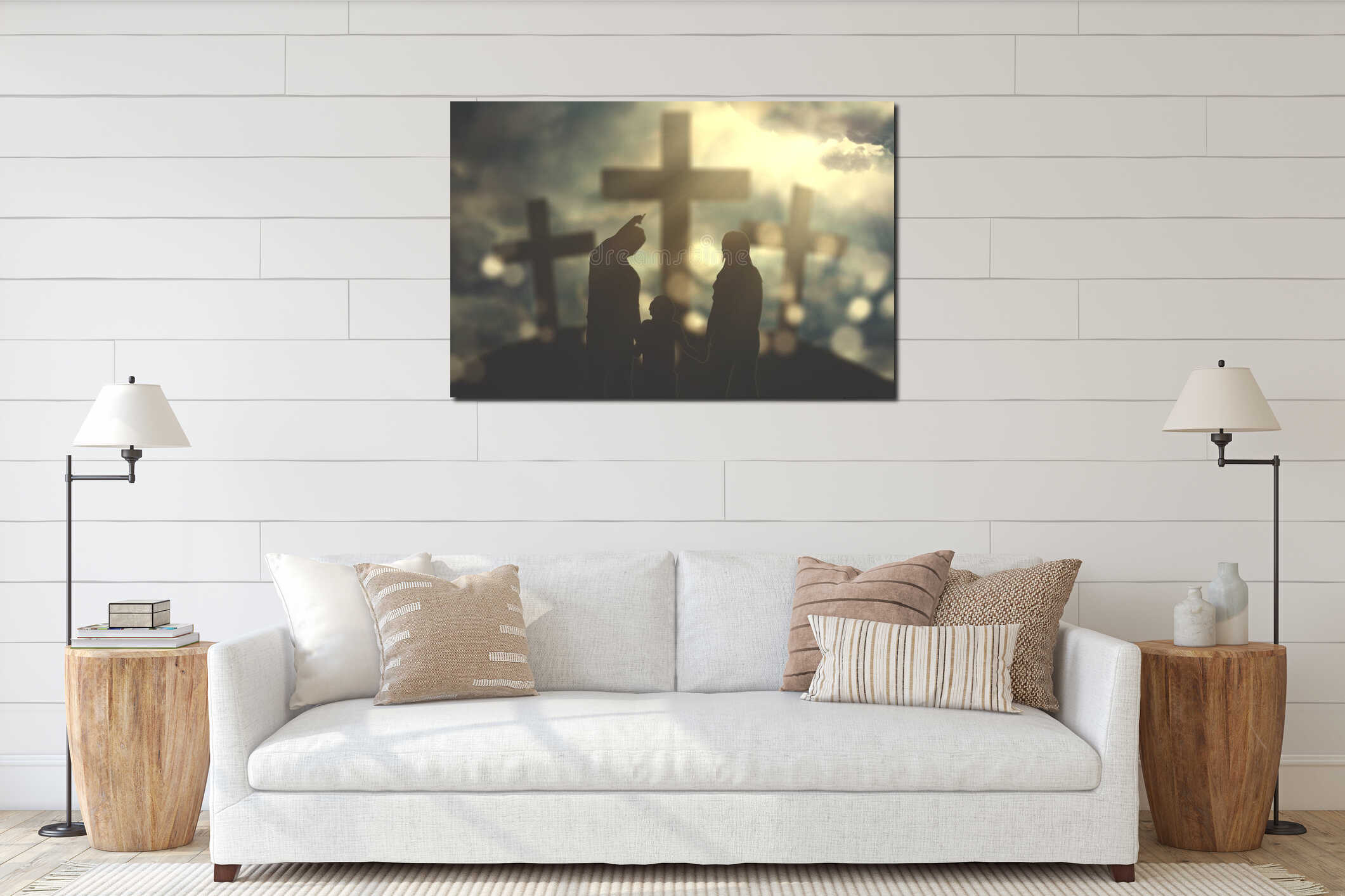 Canvas hanging interior mockup