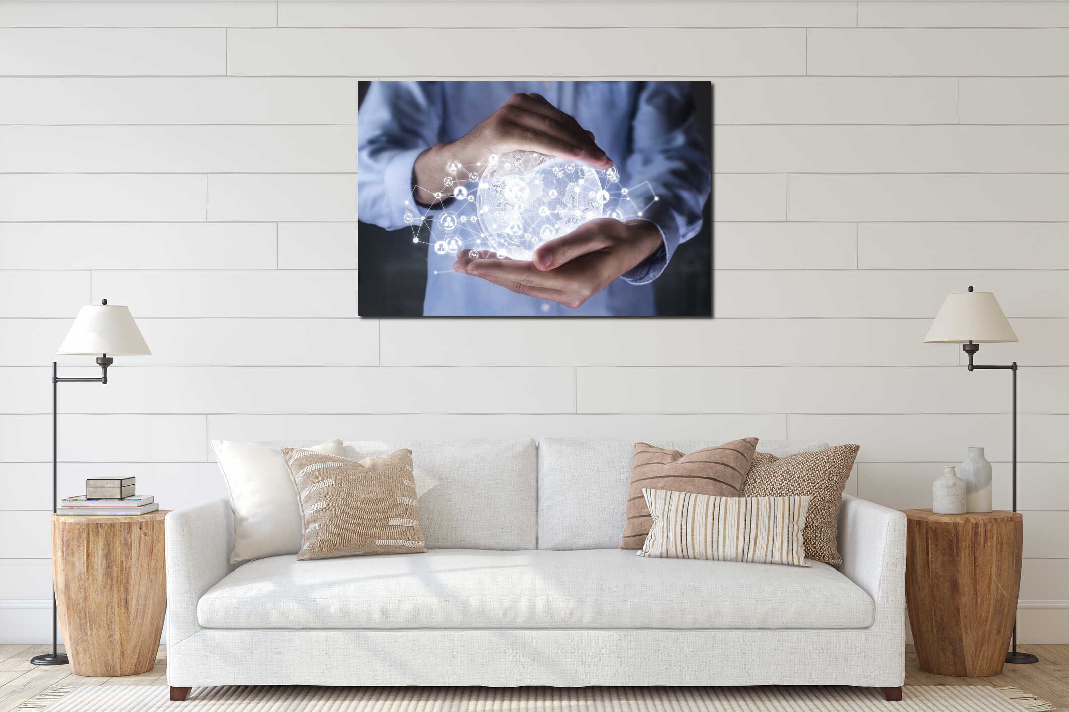 Canvas hanging interior mockup