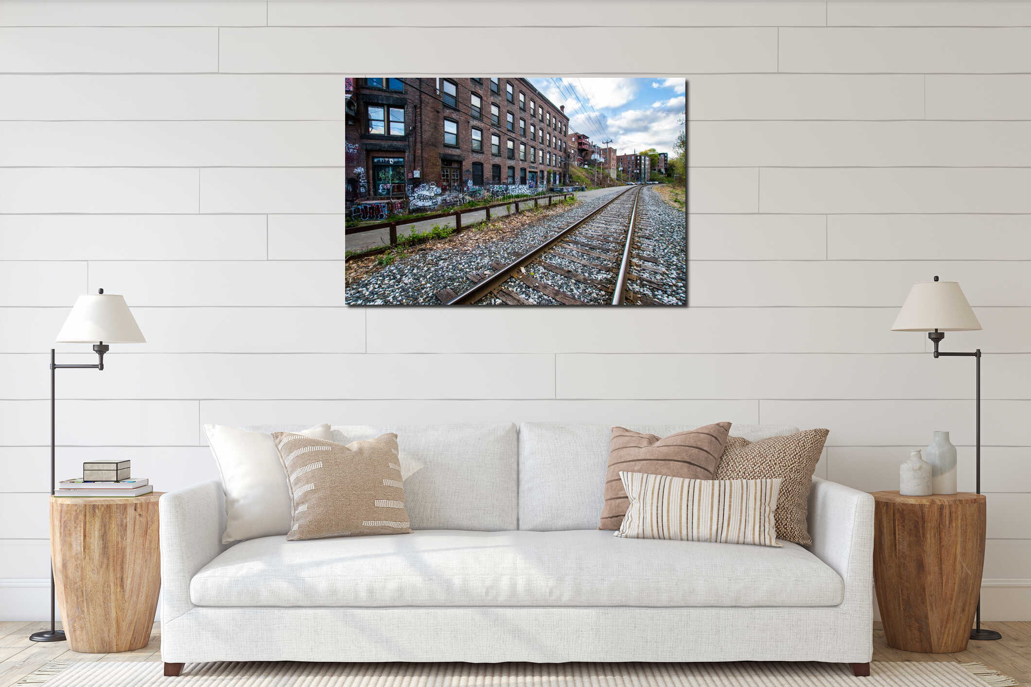 Canvas hanging interior mockup