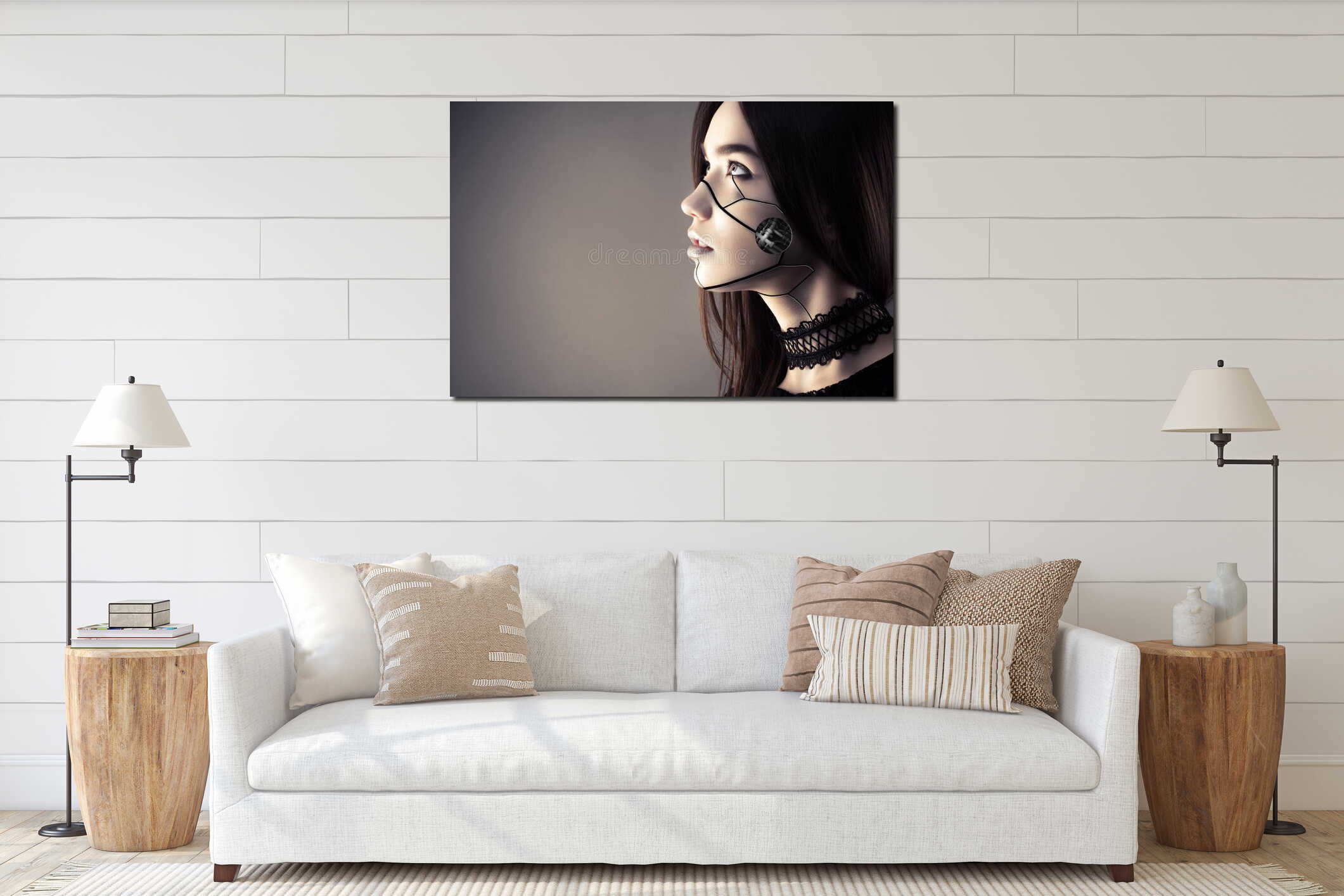 Canvas hanging interior mockup