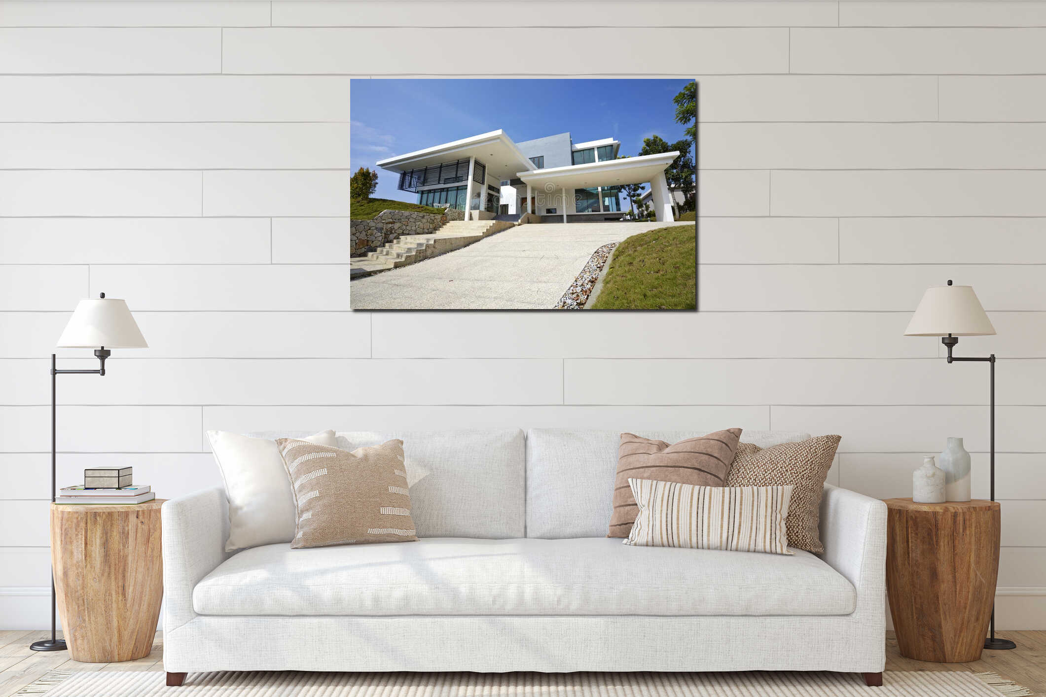 Canvas hanging interior mockup