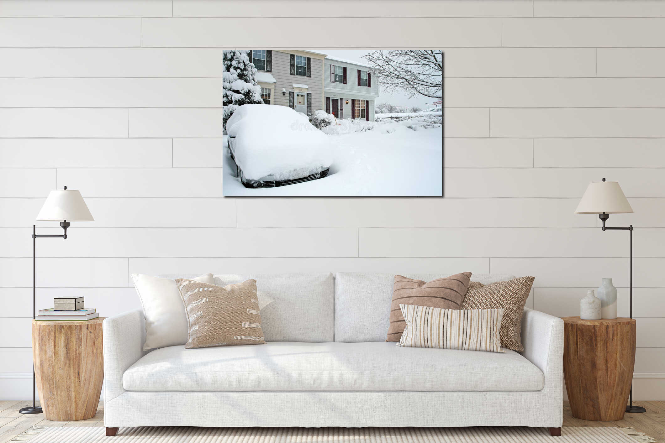 Canvas hanging interior mockup