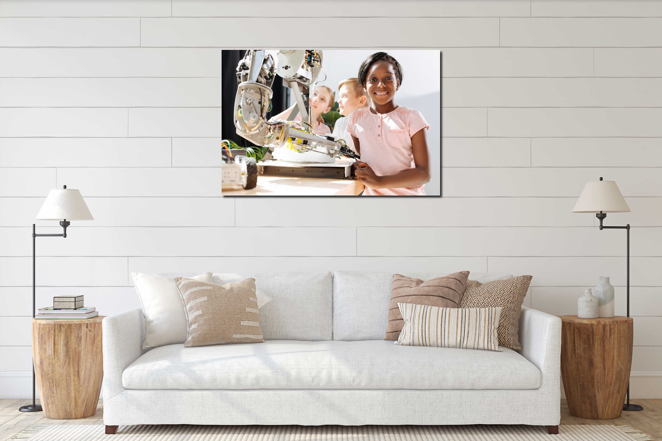 Canvas hanging interior mockup