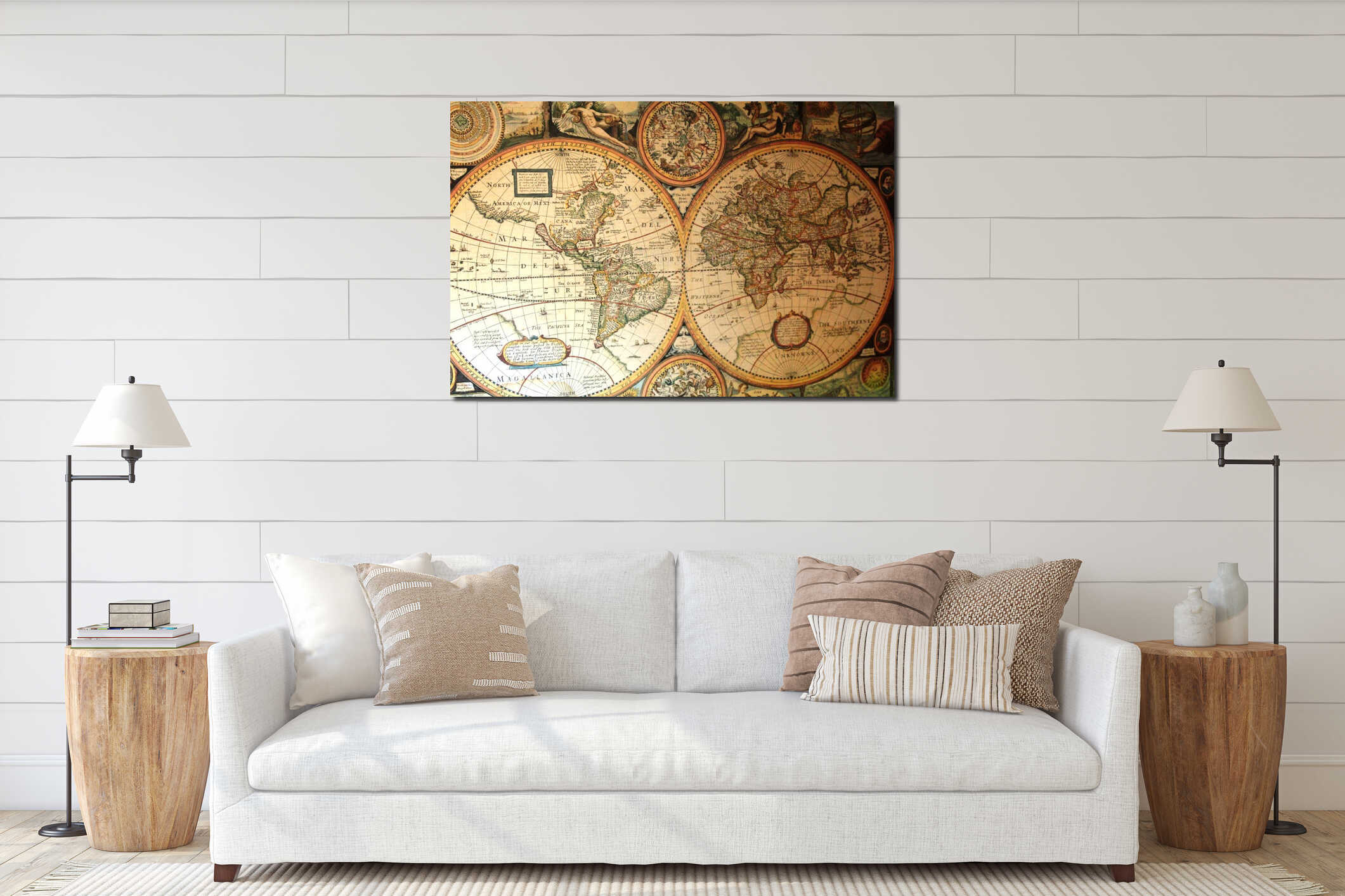 Canvas hanging interior mockup