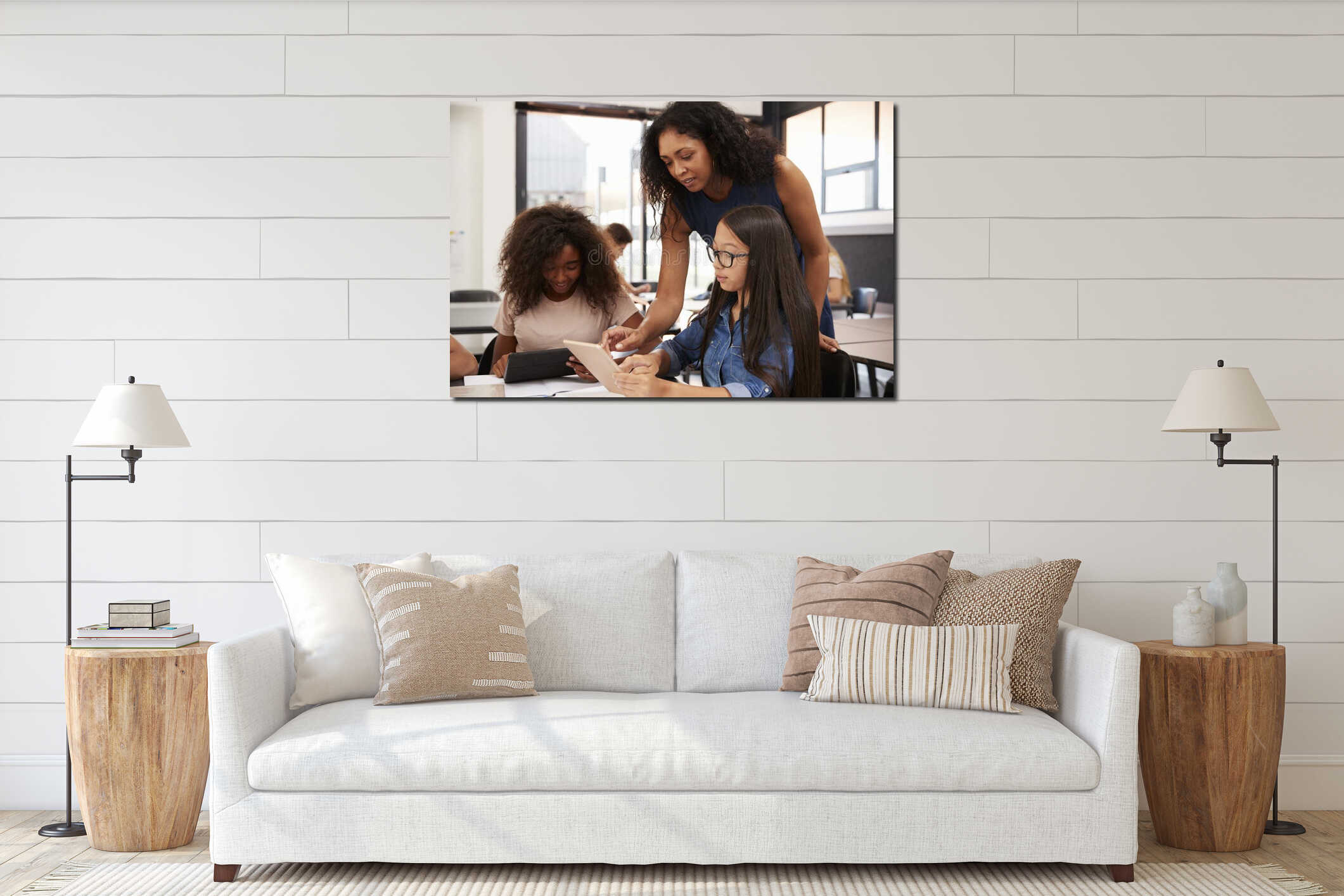 Canvas hanging interior mockup